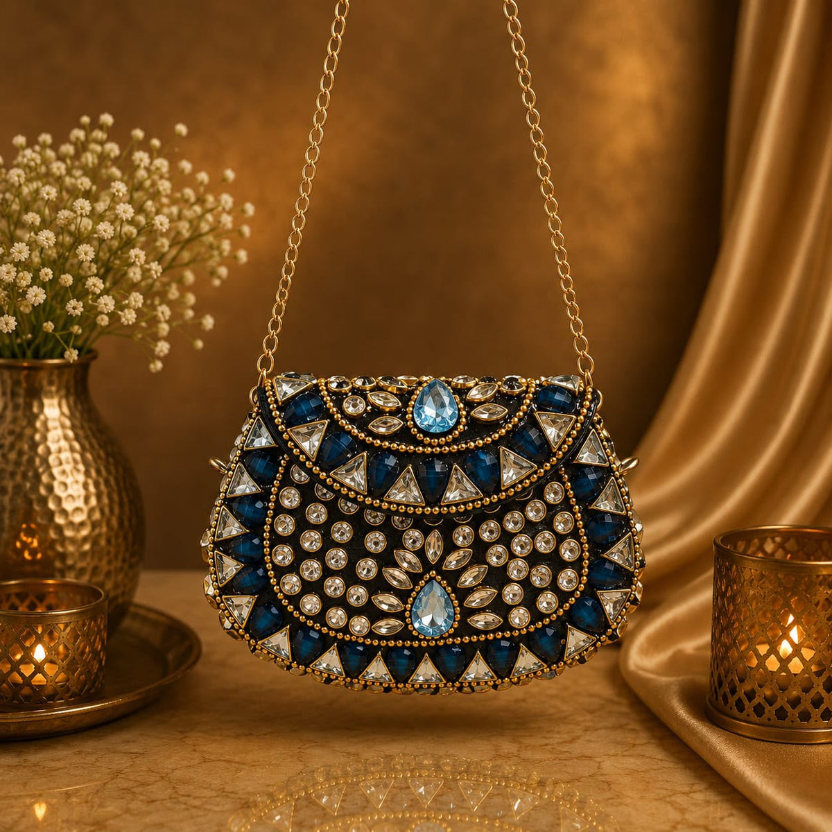 Maharani mini Kundan Clutches