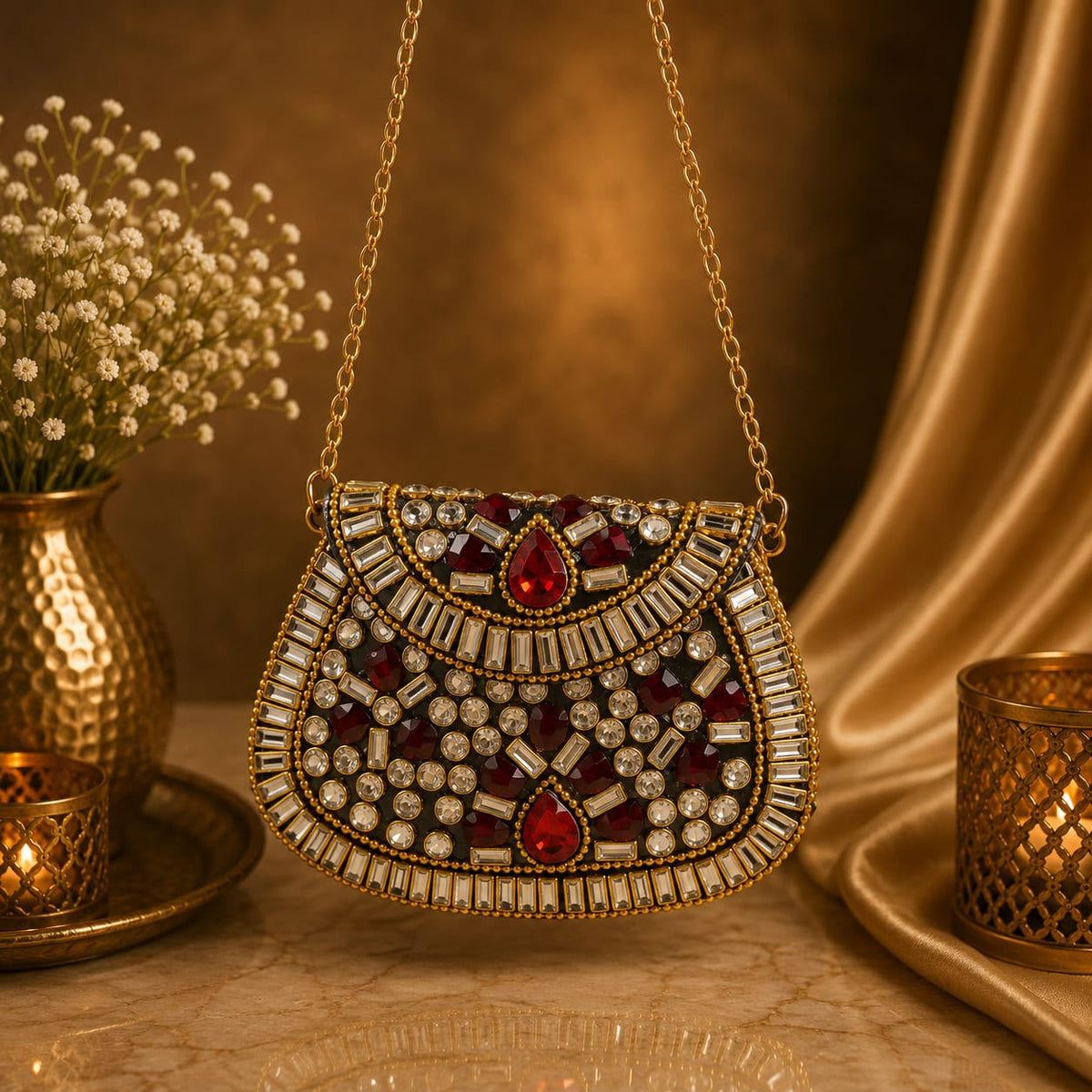 Maharani mini Kundan Clutches