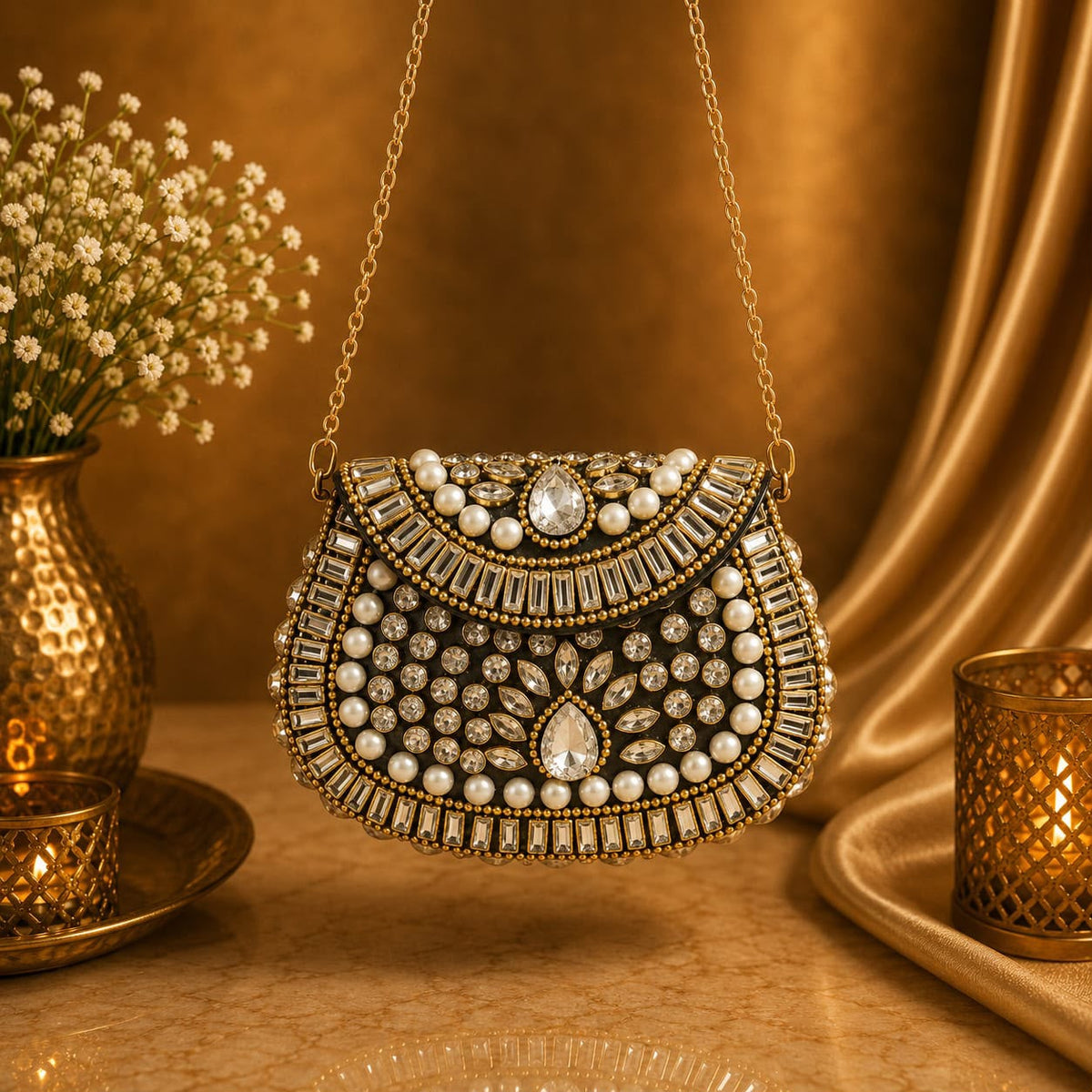 Maharani mini Kundan Clutches