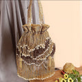 Vanshika Golden Raw Silk Potli Bag